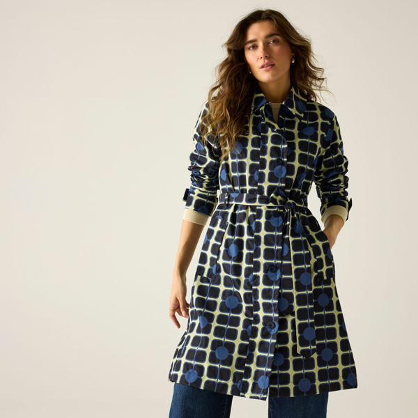 Regatta Womens Orla Kiely Waterproof Trench Coat - Navy