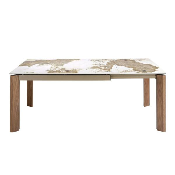 Angel Cerdá Rectangular porcelain marble and walnut extending dining table 1118