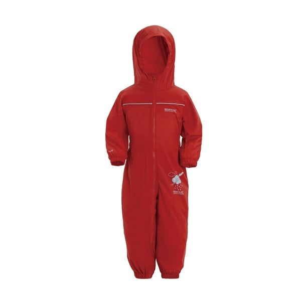 Regatta Great Outdoors Childrens Toddlers Puddle IV Waterproof Rainsuit - Pepper