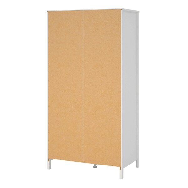 Wyld Haus Gossmere White Wooden Wardrobe 2 Doors Silver Handles