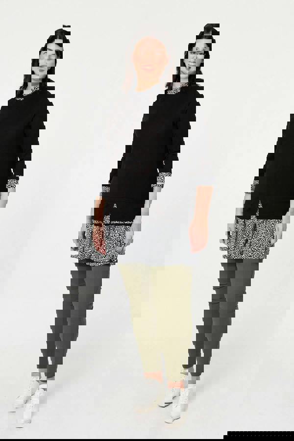 Black | Curve Layered Ruffled Shirt Jumper Top