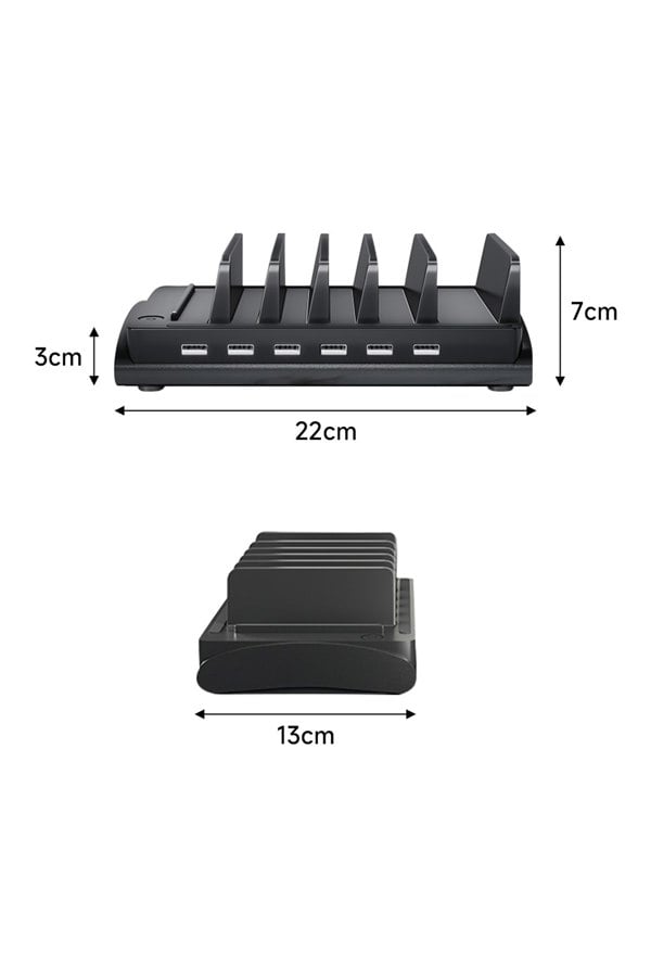 Living and Home 60W 6-Port USB Charging Station for All Devices with 6 Cables