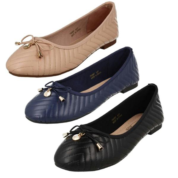Spot On Ladies Spot On Flat Comfort Ballerinas F80597