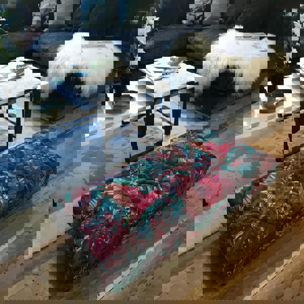 Luxury rectangular handmade buttoned floor footstool UK
