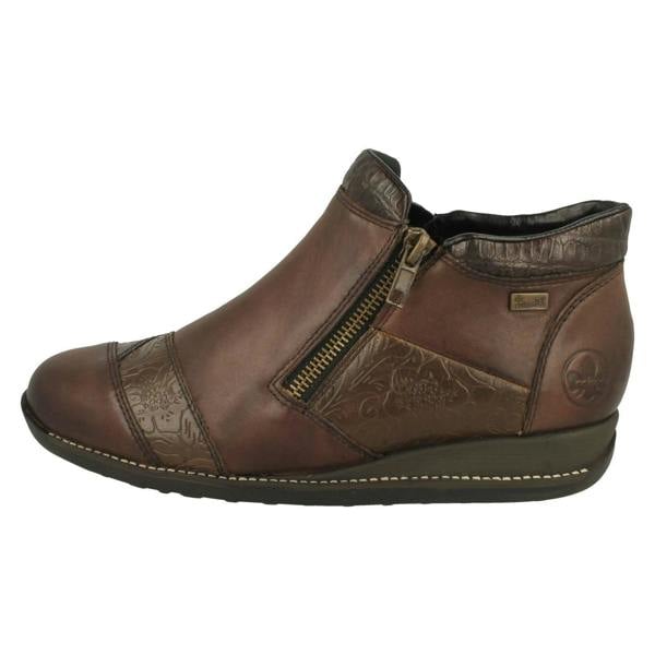 Rieker Ladies Rieker Floral Detailed Wedge Heeled Ankle Boots 44281