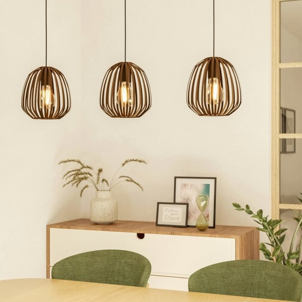EGLO Espinal Bronze Steel Caged Style Contemporary 3-Light Pendant