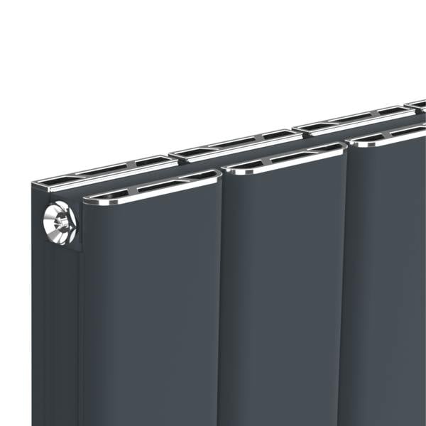 MYHOMEWARE 1022mm x 600mm Double Aluminium Panel Radiator in Anthracite Grey - Model Mira - Wall-mounted