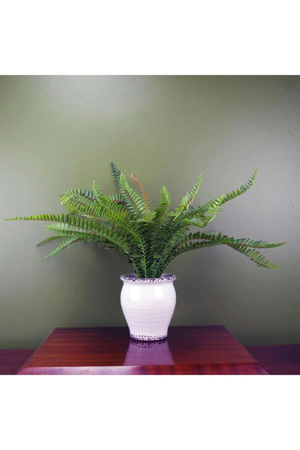 Dyzi Artificial Bushy Fern 40cm Ceramic Planter Indoor Décor