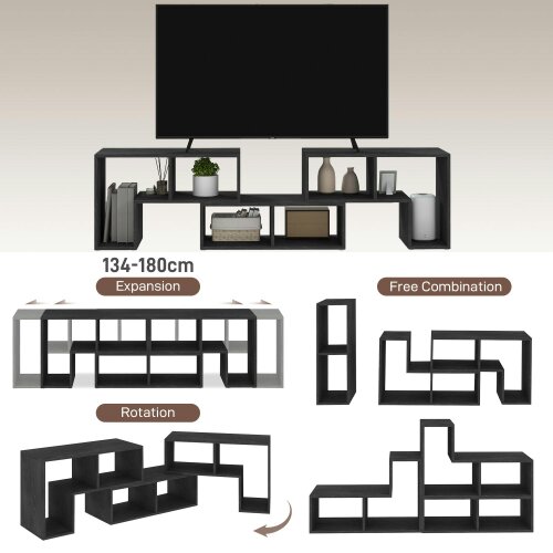 Wyld Haus Tota 134cm Black Wood Effect 3 Block Modular TV Stand