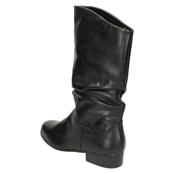 Spot On Ladies Leather Collection Pull Up Calf Length Boots
