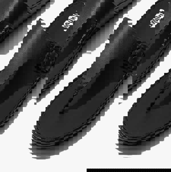 FitFlop GRACIE RUBBER-BUCKLE LEATHER Womens Toe Post All Black