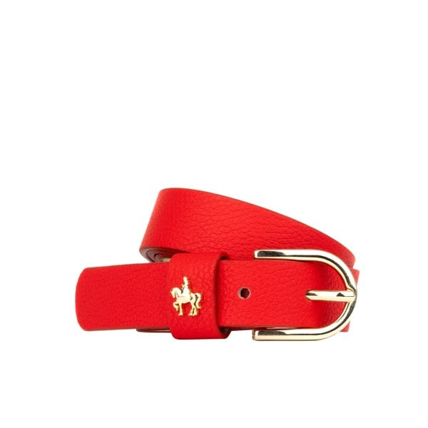 Embassy London Poppy - Red - Women's elegant Italian leather belt with gold tone buckle