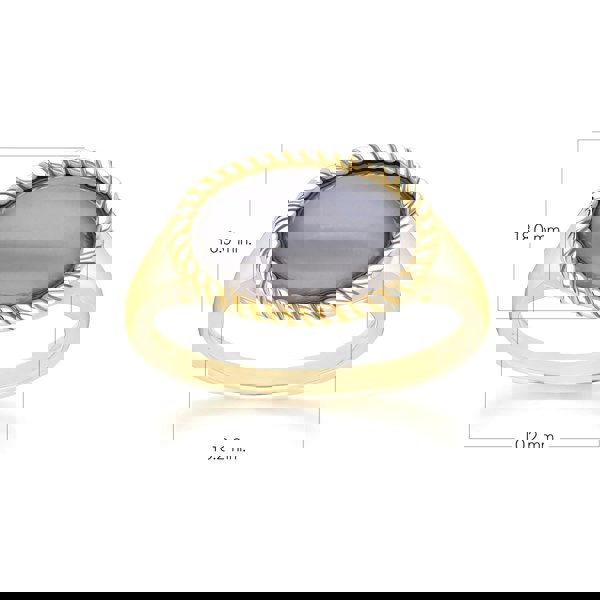 Gemondo Classic Oval Black Moonstone Ring in 9ct Yellow Gold