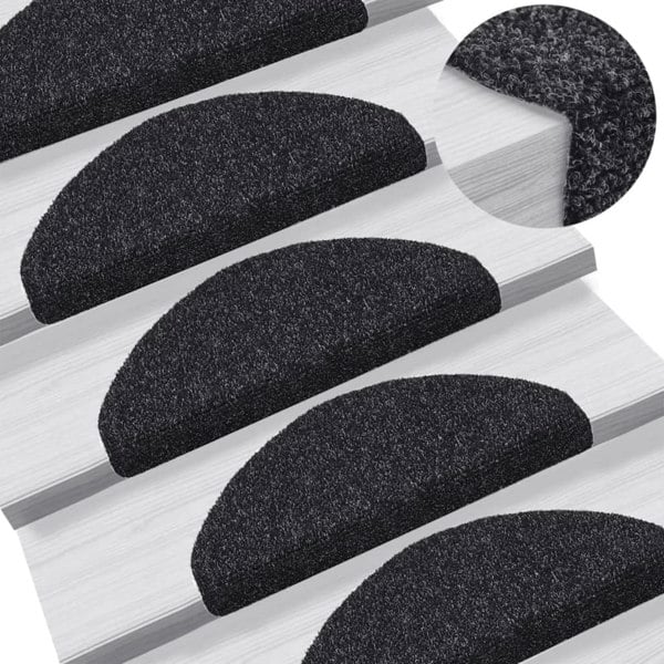 Berkfield Self-adhesive Stair Mats 5 pcs Black 65x21x4 cm Needle Punch