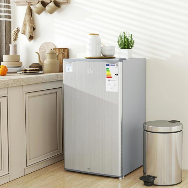 HOMCOM 91L Freestanding Under Counter Fridge with Lock - Grey
