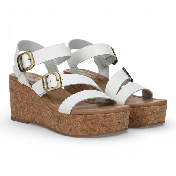 Blowfish Malibu Ali - Women's White Wedge Strappy Espadrille Heel Sandals