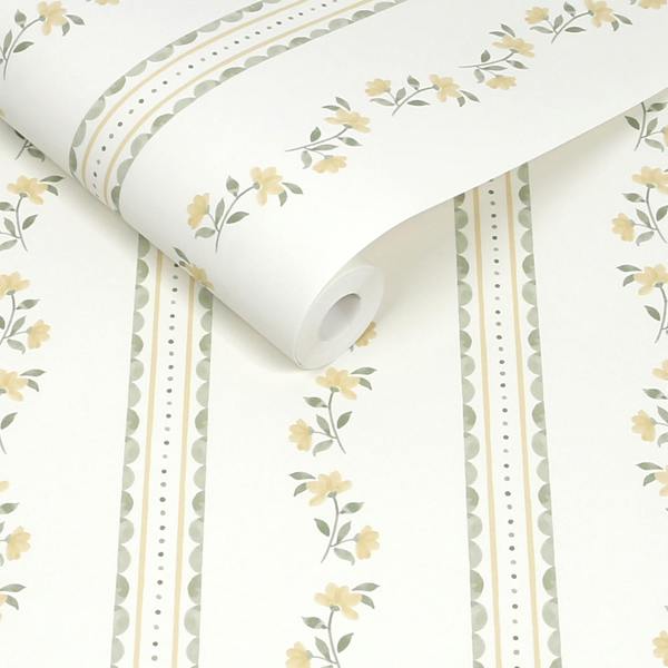 Cath Kidston Treasure Floral Lemon and Sage Wallpaper