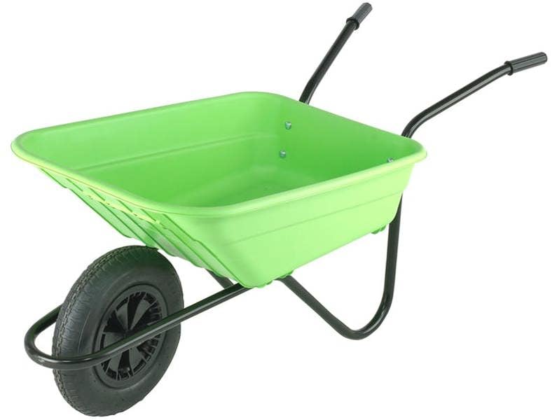 Walsall Bristol Shire Mucker Heavy-Duty Lime Green Wheelbarrow With 120kg/90l Capacity, Plastic Pan, Pneumatic Wheel, Anti-Slip Handles
