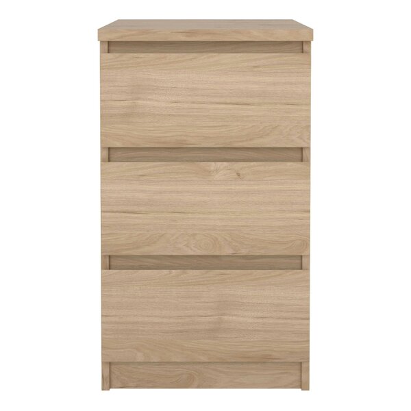 Wyld Haus Budapest Natural Oak Effect Wooden Bedside Table 3 Drawers