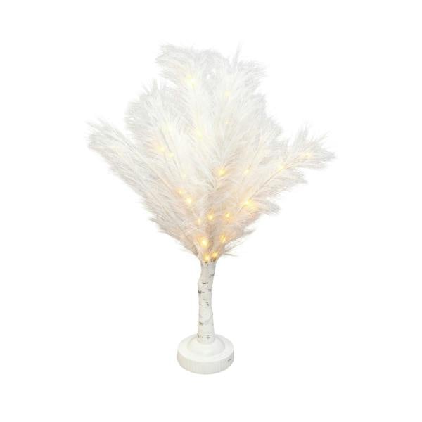 70cm White Feather Tree Table Lamp with Warm White LEDs, Battery Operated Decorative Light Set image 1