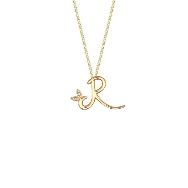 Say It With Winged Diamond Initial Necklace - Yellow Gold