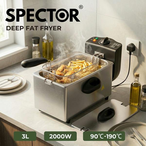 Spector Deep Fat Fryer 3L Electrical Stainless Steel Removable Frying Basket