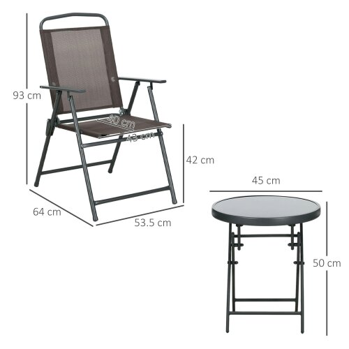 Wyld Haus Lepa Tara Glass And Metal Brown 3 Piece Garden Seating Set With Table And Chairs