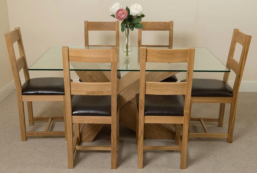 That's Furniture Valencia Oak Small Glass Dining Table & Lincoln Oak Chairs