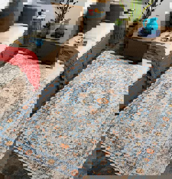 Livabliss Huntington Beach-Vintage Blue Beige Orange In- & Outdoor Rug