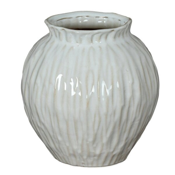 Wyld Haus Windmere White Round Textured Ceramic Vase