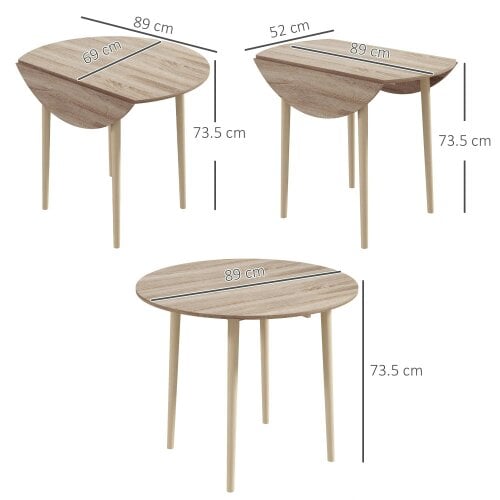 Wyld Haus Levadifi Solid Wood Natural Round Folding Dining Table Seating 4 With TaFauxred Legs