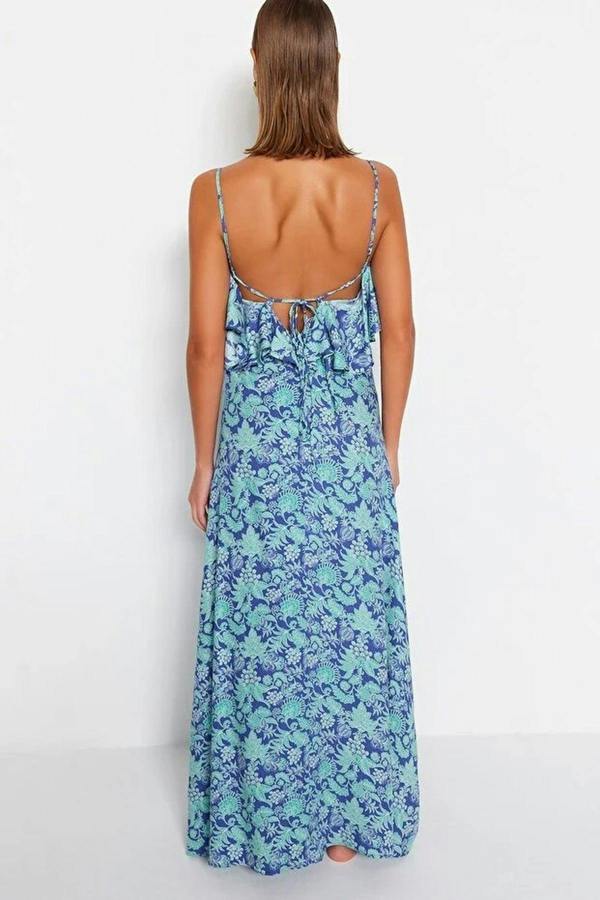 WOVCOR Woven Ruffled Beach Midi Dress