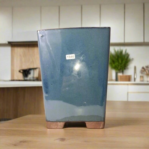 18cm Glazed Bonsai Pot | Cascade | 18cm x 24cm | Blue - Yorkshire Bonsai