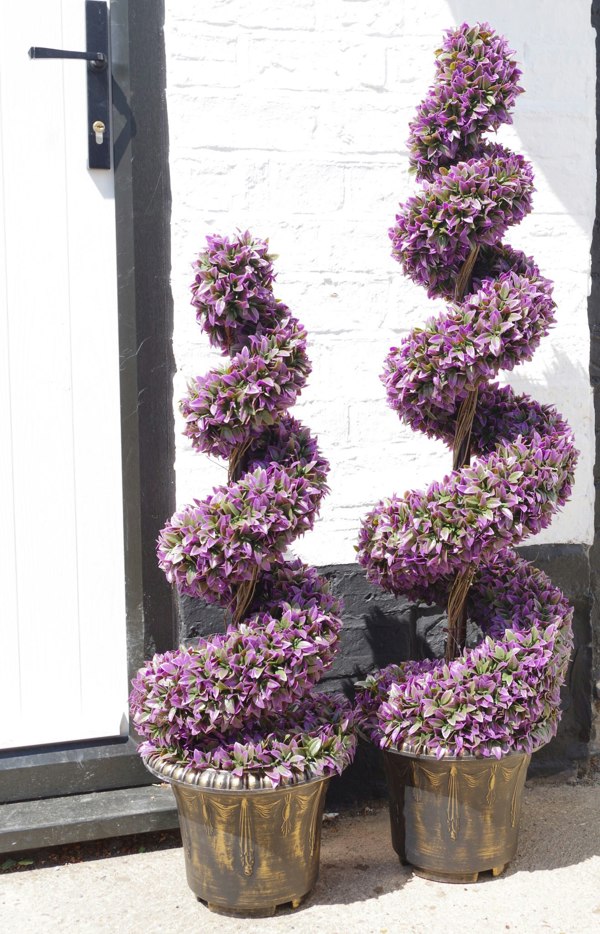 Leaf 90cm Purple Large Leaf Spiral with Decorative Planter