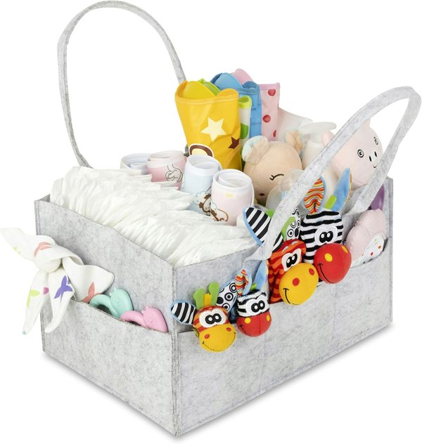 Generise Baby Multi-Compartment Nappy Caddy Storage Organizer - Grey