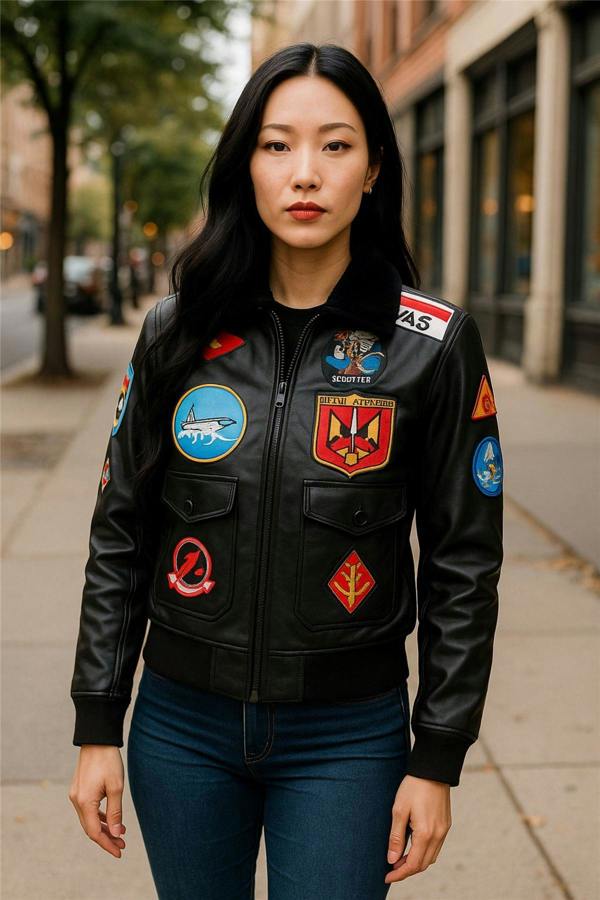 Infinity Leather Women's A2 Top Gun Leather Bomber Jacket-Sunbury