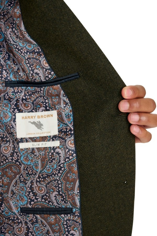 Harry Brown London Henry Tweed Blazer in Olive