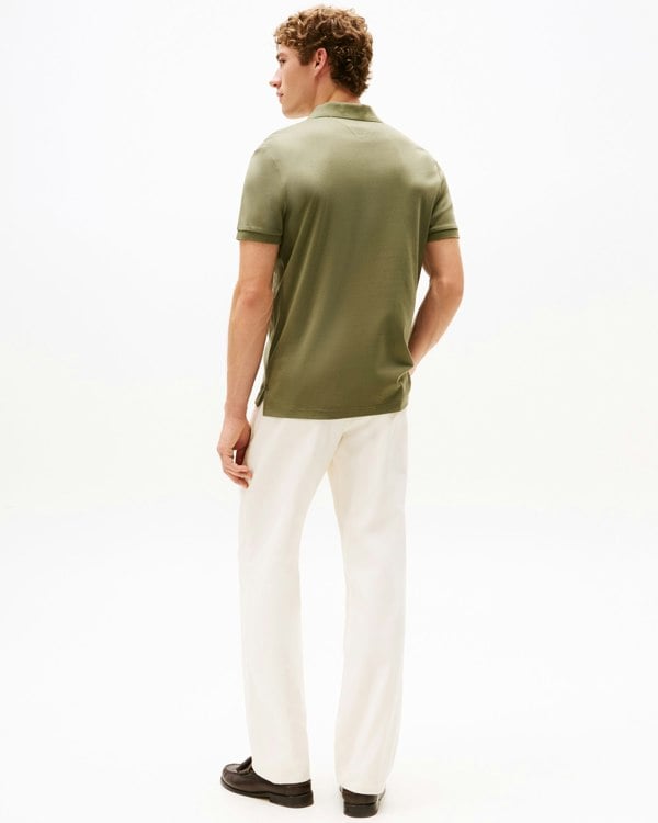 Tommy Hilfiger Liquid Cotton Regular Fit Mens Polo - Battle Green