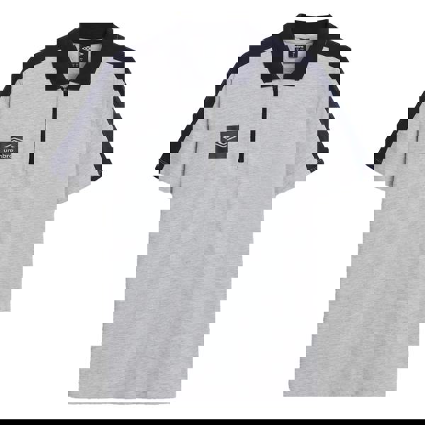 Umbro Mens Terrace Quarter Zip Polo Shirt - Light Grey Marl/Peacoat