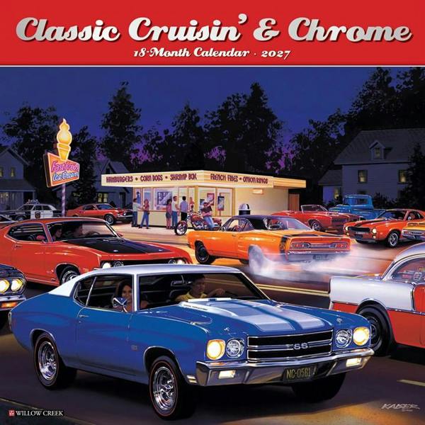 Classic Cruisin' & Chrome Calendar 2027, Wall Calendars, Month To View, Transport, Gift