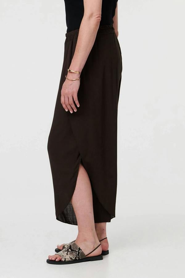Brown | Layered High Waist Relaxed Wide Trousers