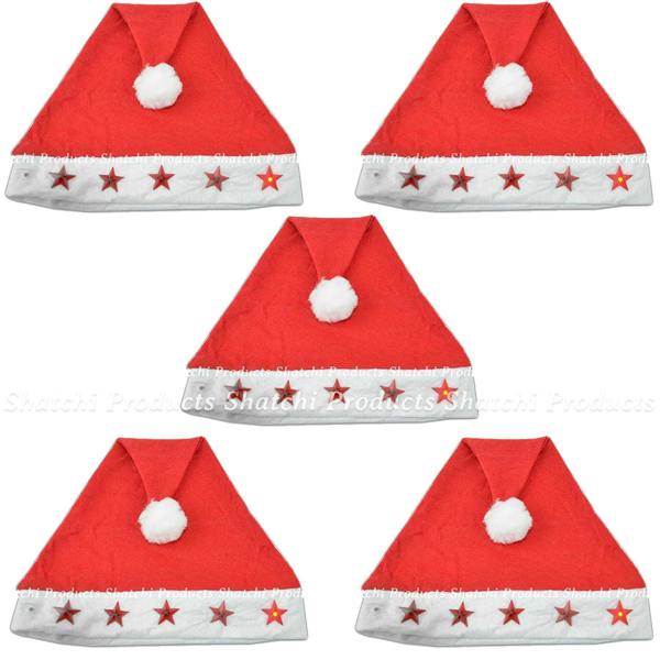 50 Pack Light Up Christmas Santa Hats with Battery Operated Lights for Festive Events image 4