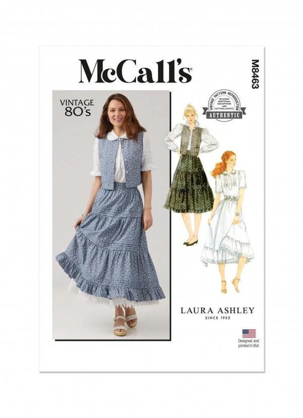 McCalls 8463 Paper Sewing Pattern – Women's Vintage Top, Waistcoat, Skirt & Petticoat, Size 8-16, Intermediate