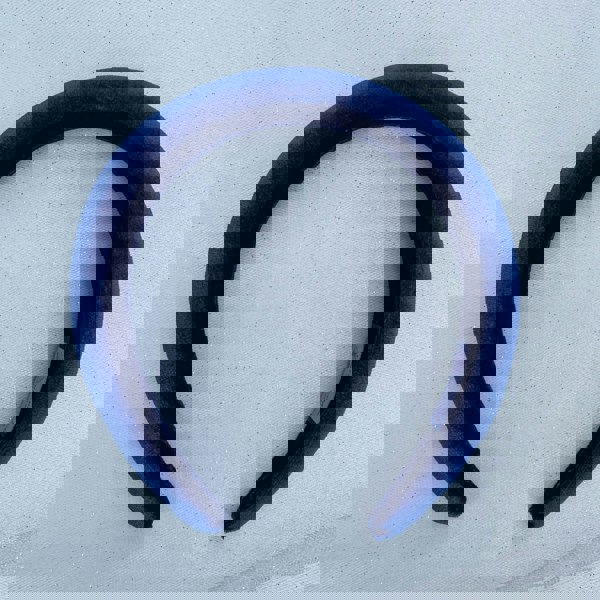 Navy velvet headband, smooth padded design, soft fabric finish, classic slim silhouette, elegant vintage inspired hair accessory
