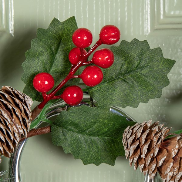 Samuel Alexander 40cm Hanging Christmas Wreath with Red Berries and Pinecones