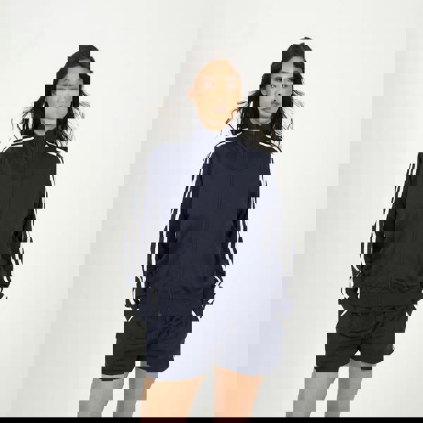 Brave Soul Navy Side Stripe Zip Through Sweatshirt - Navy Image 1