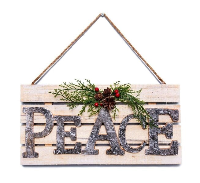 Shatchi 20x40cm Wooden PEACE Letters Christmas Wall Frame Decoration