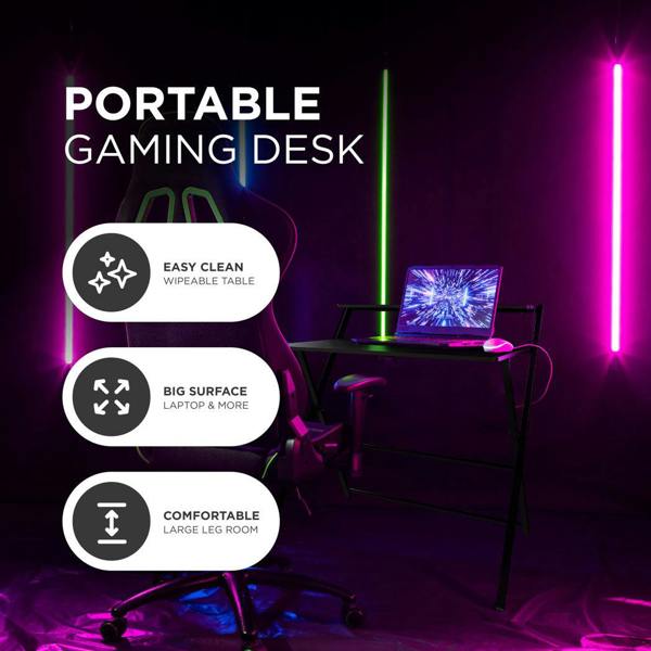 DMD Collective FlexiDesk Folding Desk with 2-Tier Shelf