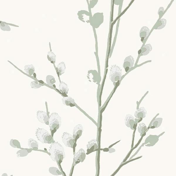 Laura Ashley Pussy Willow Wallpaper - Sage Green - 10m
