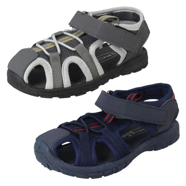 Spot On Boys Spot On Elastic Lace Hook and Loop Strap Casual Sandals N0074